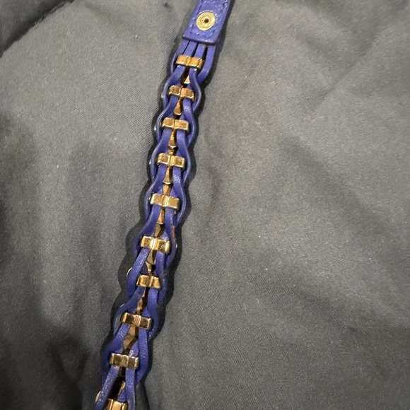 Blue Braided Flower Bracelet with Multicolor Stones - Picture 6 of 9